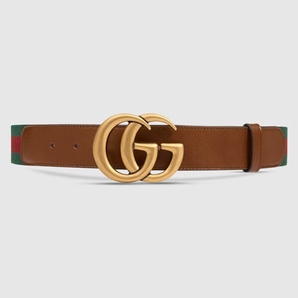 グッチ 偽物 ★WEB BELT WITH DOUBLE G BUCKLE MARRONE(409416 H17WT 8623)