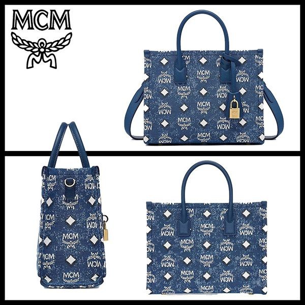 即日配送★MCM 偽物★ヴィンテージデニムジャカードトートバッグ MWTDSBO05LE001