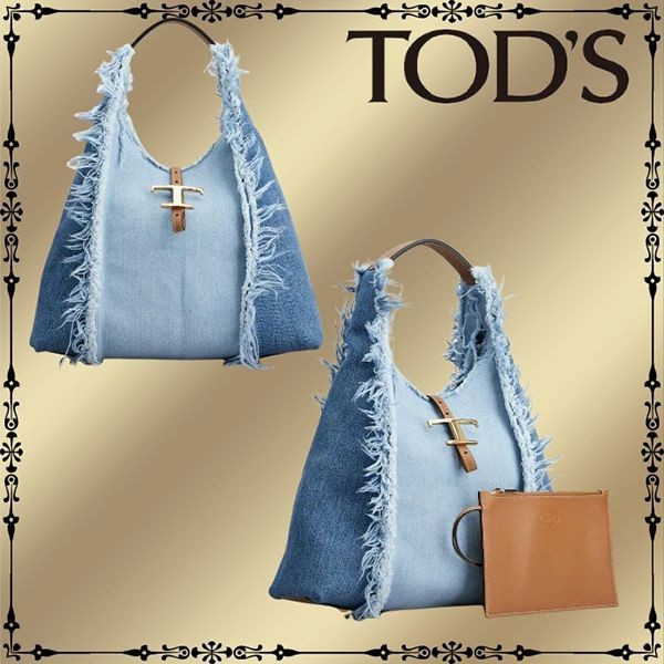 関税送料込【TODS コピー】T タイムレス デニム＆レザー ホーボー XBWTSBEW3L0RMBZZEU