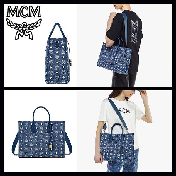 すぐ届く★MCM★ヴィンテージデニムジャカードトートバッグ 偽物 MWTDSBO02LE001