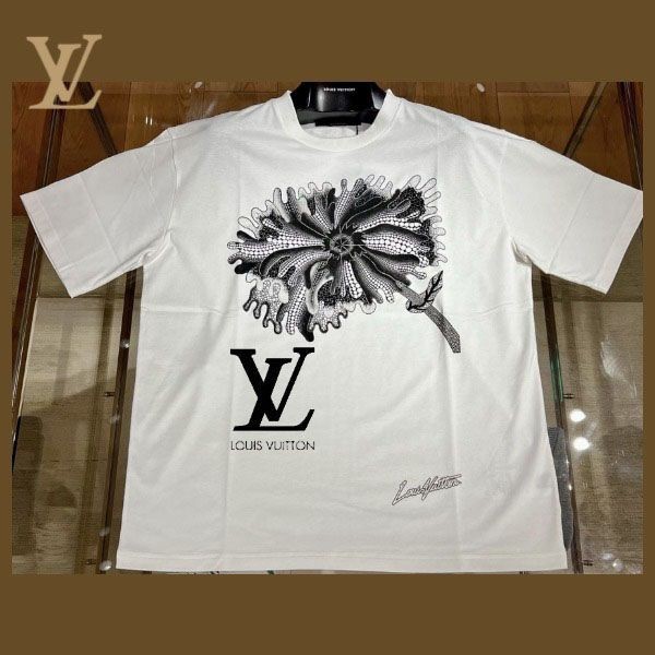 ギフトに最適ルイヴィトン LV × YK 草間彌生 美しいフラワー Tシャツ 1AB6IJ