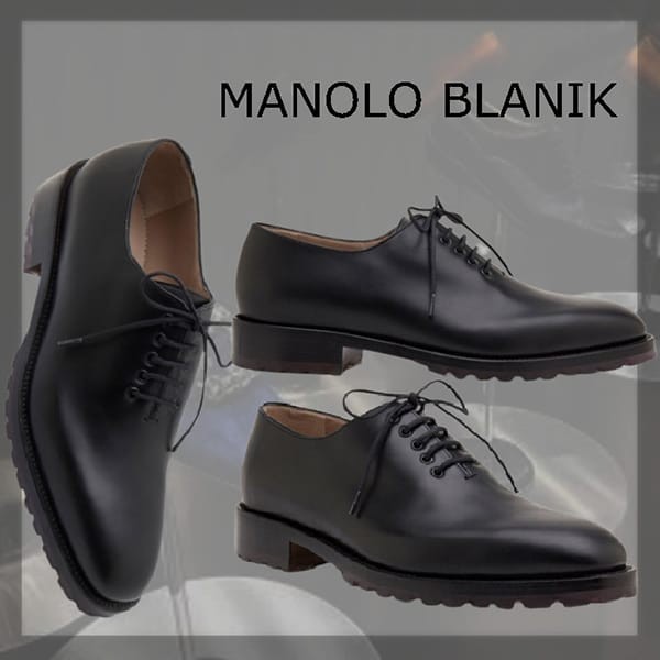 【追跡付】Manolo Blahnik 偽物 NEWLEY レザー レースアップシューズ 123-2278-0001