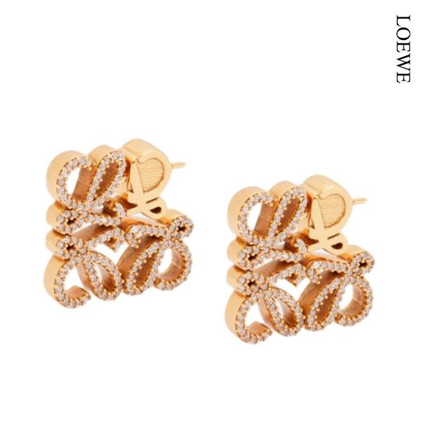 確保済み！ロエベ Pave Anagram earrings ピアス コピー シルバー crystal