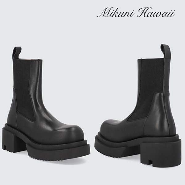 【リックオウエンス コピー】BEATLE BOGUN LEATHER HEEL ANKLE BOOTS