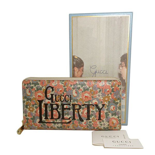 グッチ  LIBERTY 偽物プリント ラウンドジップ 長財布636249-13KCG