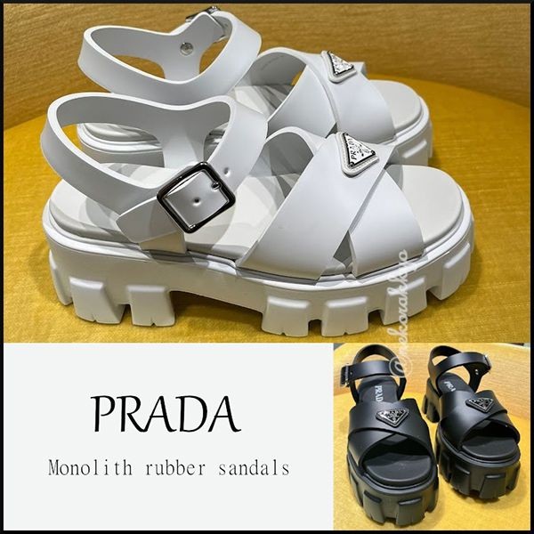 注目商品プラダ モノリス コピーrubber sandal ラバー サンダル 5.5cm 1X382N