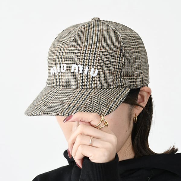 ミュウミュウ ウェールズチェックウールCAP キャップ 偽物 miu001