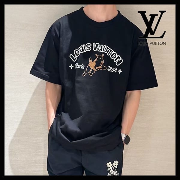 ルイヴィトン エンブロイダードコットンTシャツ パロディ lv665454