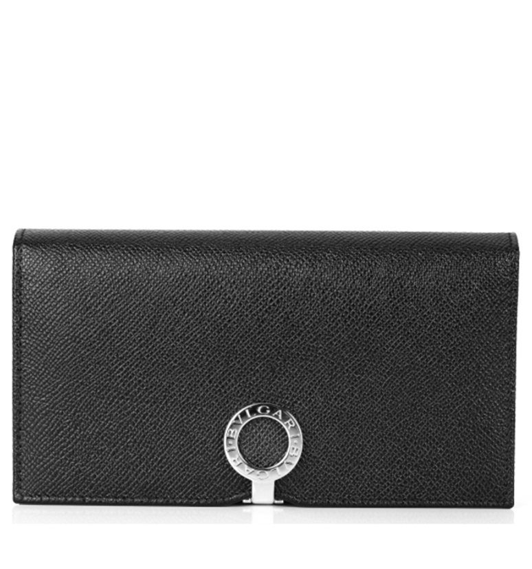 BVLGARI 15AW ブルガリ N級品 ロゴリング二つ折り長財布_BLACK