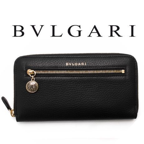 ☆BVLGARI コピー☆ MONETE ラウンドZIP長財布 BLACK/MOSS GREEN 7022122