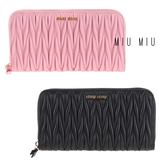 MiuMiu 財布 コピー マテラッセ ナッパレザー アラウンドジッパーウォレット 5ML506