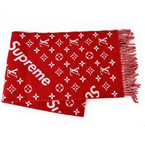 17AW ルイヴィトン × シュプリーム Monogram Scarf マフラー レッド スカーフ ルイヴィトン×シュプリーム 7080220