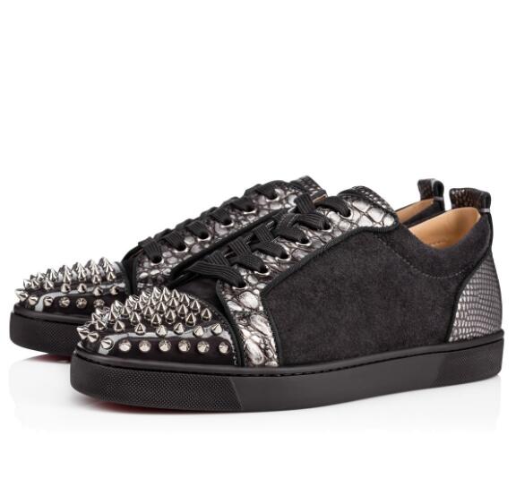 ルブタンスーパーコピー ☆AW18☆CHRISTIAN LOUBOUTIN ルイヴィトン Juniar Spikes Flat CHARBON 8042302