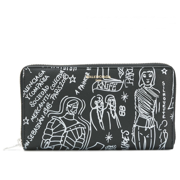 バレンシアガ 長財布 コピー Classic Money Graffiti Wallet 8091902