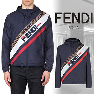 【FENDI】FILAコラボ ウィンドブレーカー Blue ストライプ87835