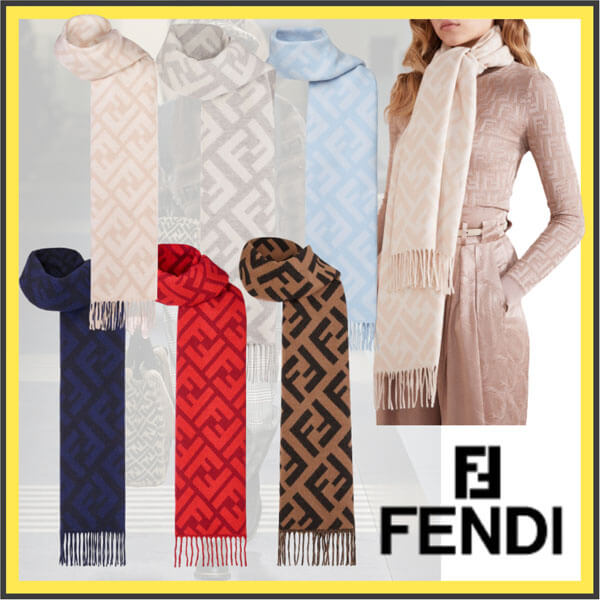 ★FENDI★ FFロゴ カシミヤ100％ フリンジ付き マフラー 6色 FXT260A8RSF