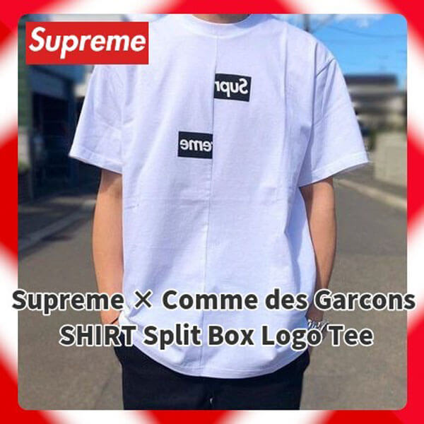 シュプリーム Tシャツ 偽物 コム デ ギャルソン Tシャツ スプリットボックス ホワイト◆シュプリーム Comme des Garcons SHIRT Split Box Logo Tee ◆White201116CC016