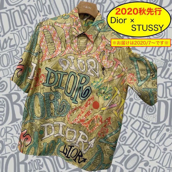 2020秋 ディオール × STUSSY ディオール Tシャツ コピー コラボ シルクTシャツ581OB3