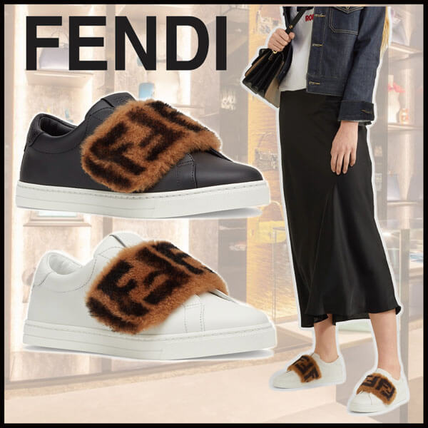 フェンディ スニーカー コピー◇FENDI◆ FFファー付きで上品さをプラスした_レザー スリッポンAADSF1QA2