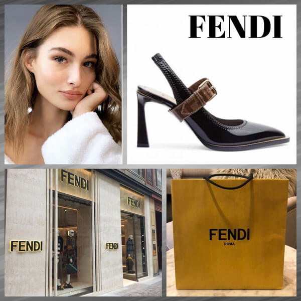 #FENDI/フェンディ パンプス コピー#ネオプレンスリングバック クロ 8I6993 A8TW