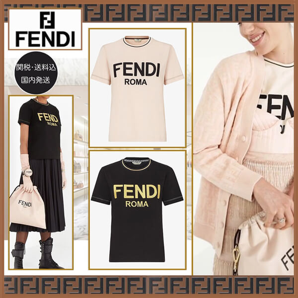 【フェンディ】スーパーコピーFENDI ROMA コットンジャージー ロゴTシャツFS7254AC6BF0