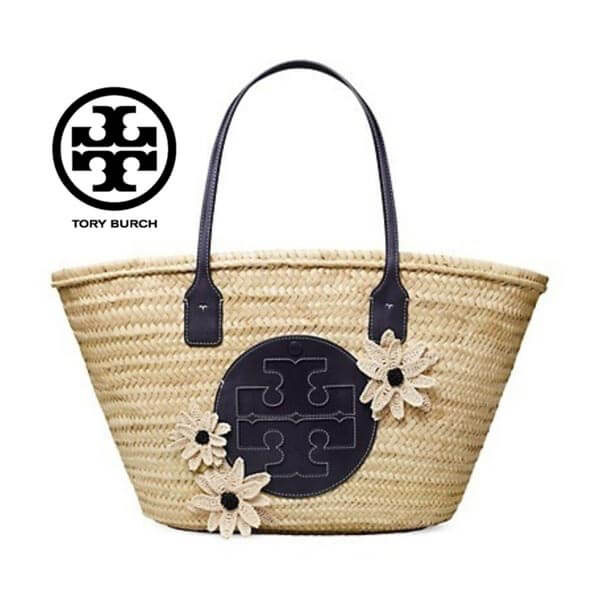 【Tory Burch】ロゴ入りお花アップリケ付カゴバッグ コピー 21041710