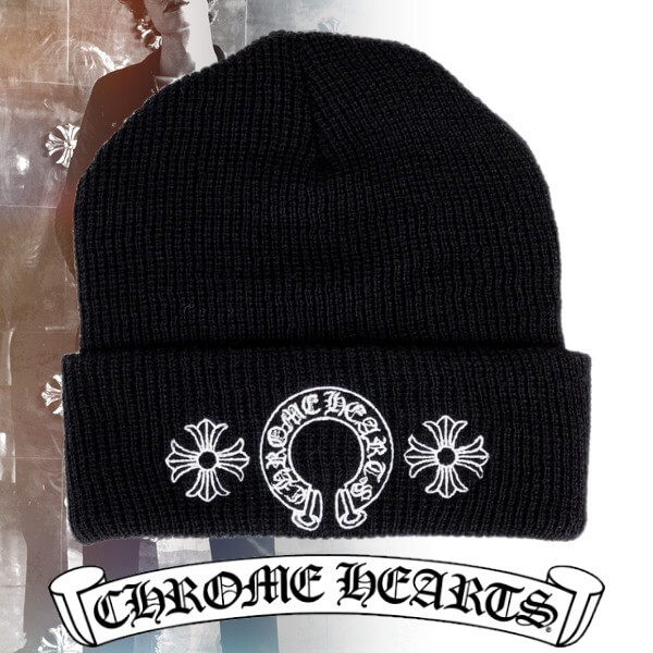 クロムハーツ ビーニー 偽物 マティ ボーイ ブラック CHOMPER BEANIE 21062419